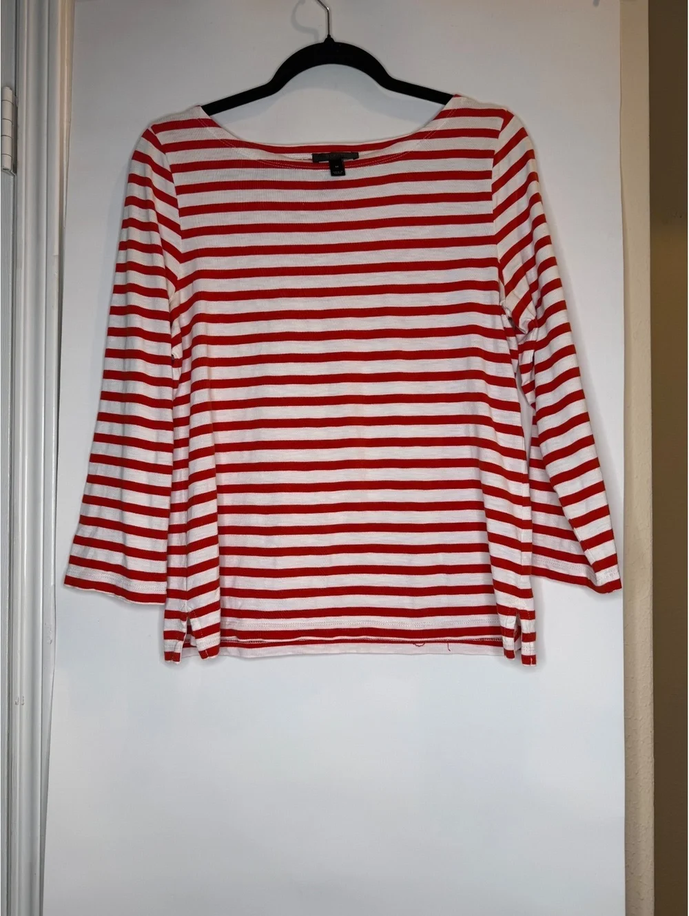 J.Crew Classic Red and White Striped Cotton Long Sleeve Shirt Medium